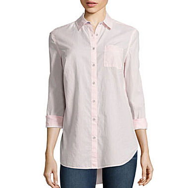 Image of Stylus Long-Sleeve Back-Pleat Oversized Shirt- Petite