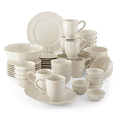 Image of JCPenney Home Ashley Scalloped Stoneware 50-pc. Dinnerware Set - Service for 8