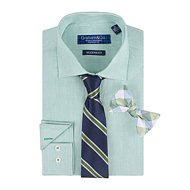 Image of Graham & Co. Dress Shirt, Tie and Pre-Tied Bow Tie