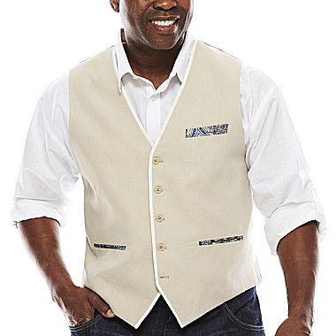 Image of Steve Harvey Linen Blend Vest - Big & Tall
