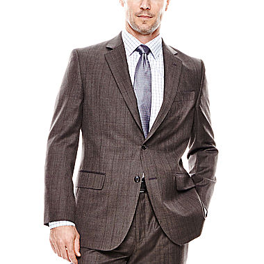 Image of Stafford Travel Brown Check Suit Jacket - Classic Fit