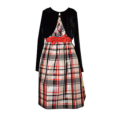Image of Bonnie Jean Plaid Dress and Cardigan - Girls Plus