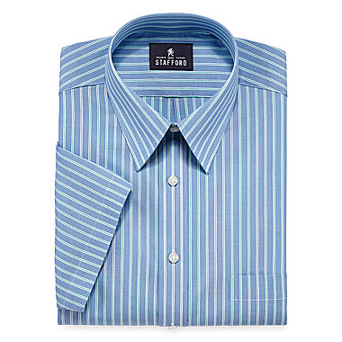 Image of Stafford Travel Short-Sleeve Easy-Care Broadcloth Dress Shirt - Big & Tall