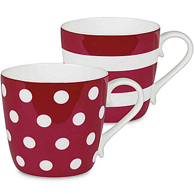 Image of Konitz Dots and Stripes Set of 2 Bone China Mugs
