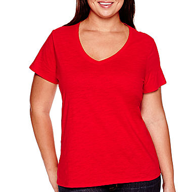 Image of Stylus Short-Sleeve V-Neck Slub Tee - Plus