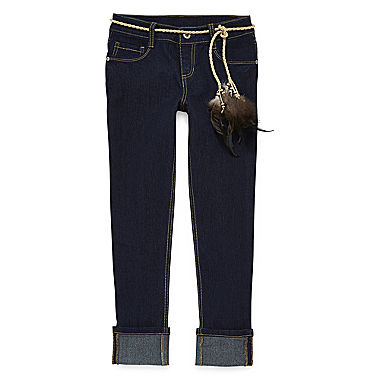 Image of Arizona Cropped Jeans with Belt - Girls 7-16 and Plus