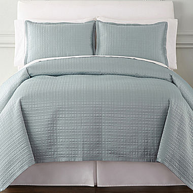 Image of Royal Velvet Matte Satin Square 3-pc. Coverlet Set